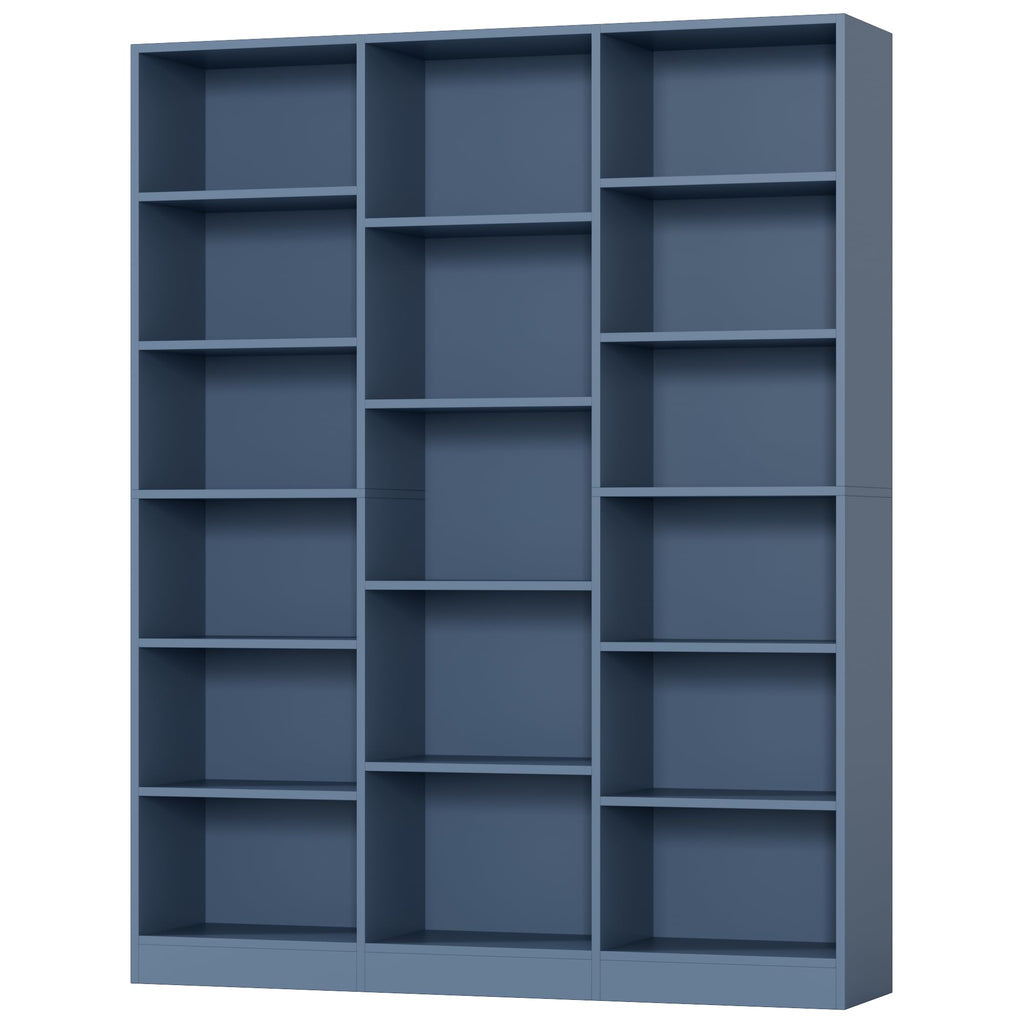 Triple Wide Bookshelf, Large Bookshelf with 17 Display Shelves