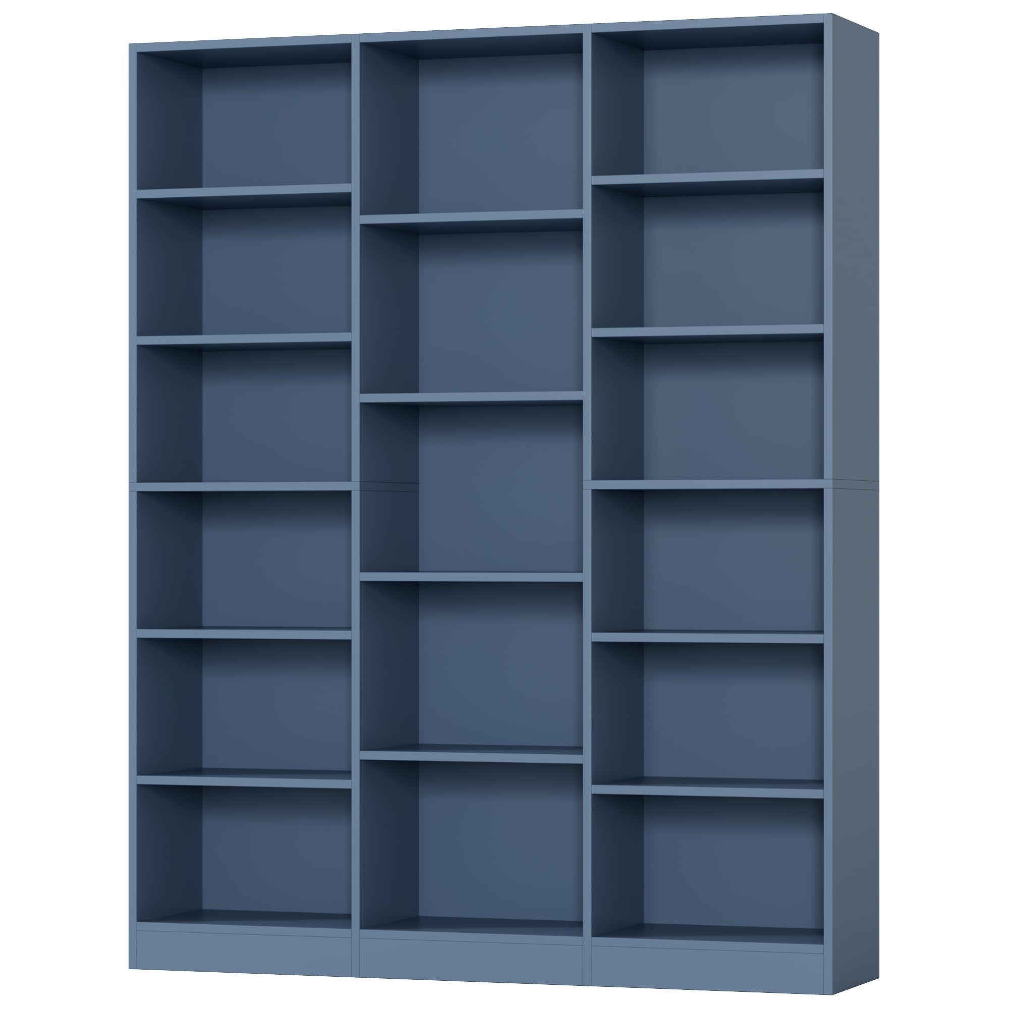 Triple Wide Bookshelf, Large Bookshelf with 17 Display Shelves