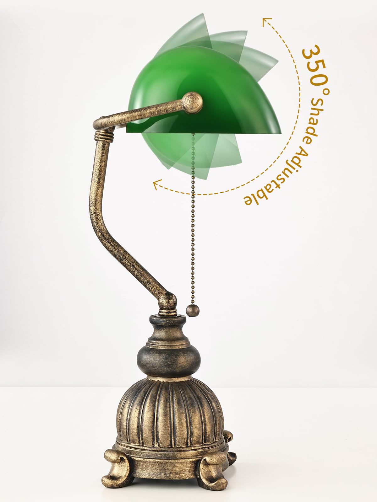Retro Green Glass Bankers Desk Lamp,LED Bulb Included
