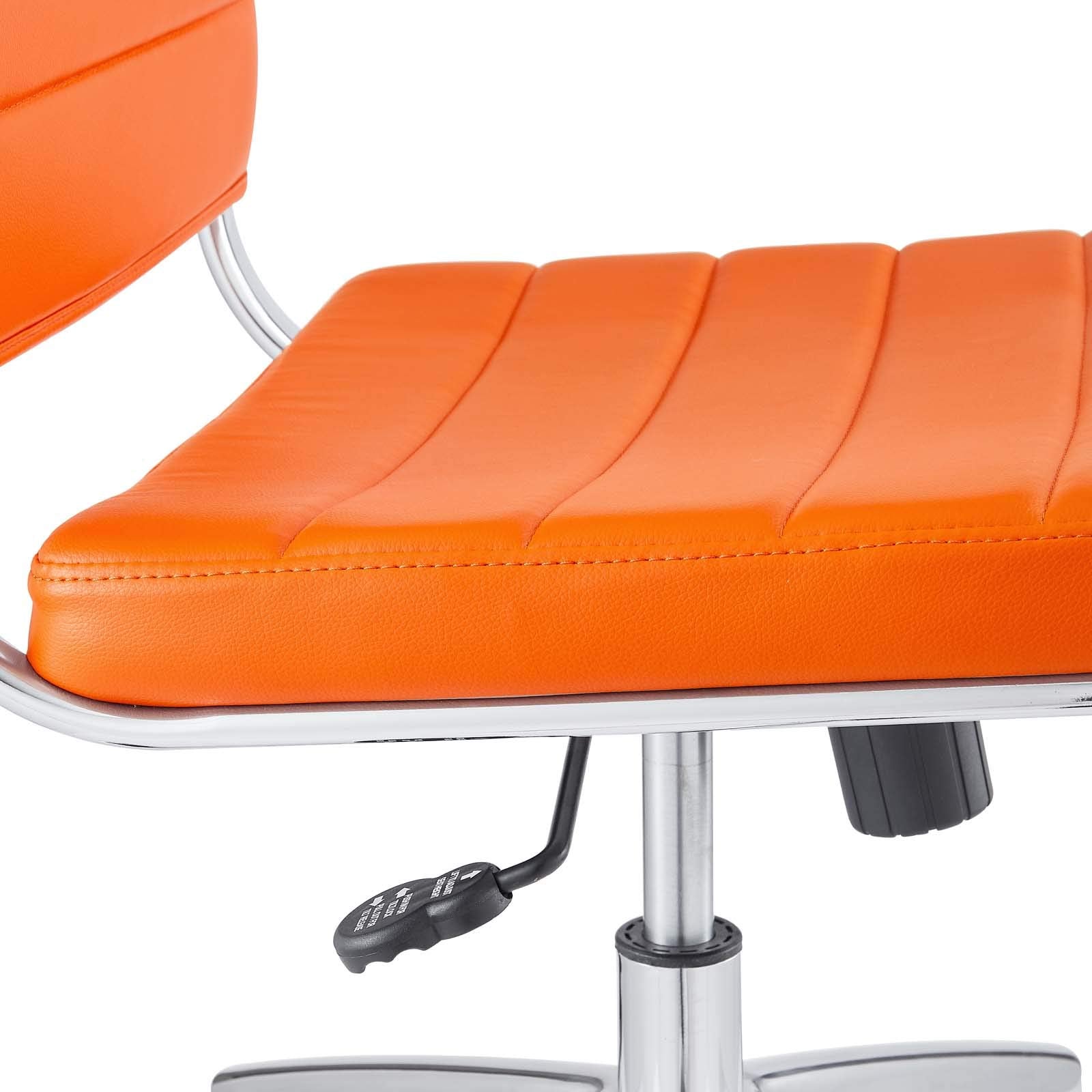 Ribbed Armless Mid Back Swivel Conference Chair In Orange
