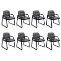 8 Pack, Waiting Room Guest Chair with Bonded Leather Padded Arm Rest for Office Reception and Conference Desk Black with Sled Base
