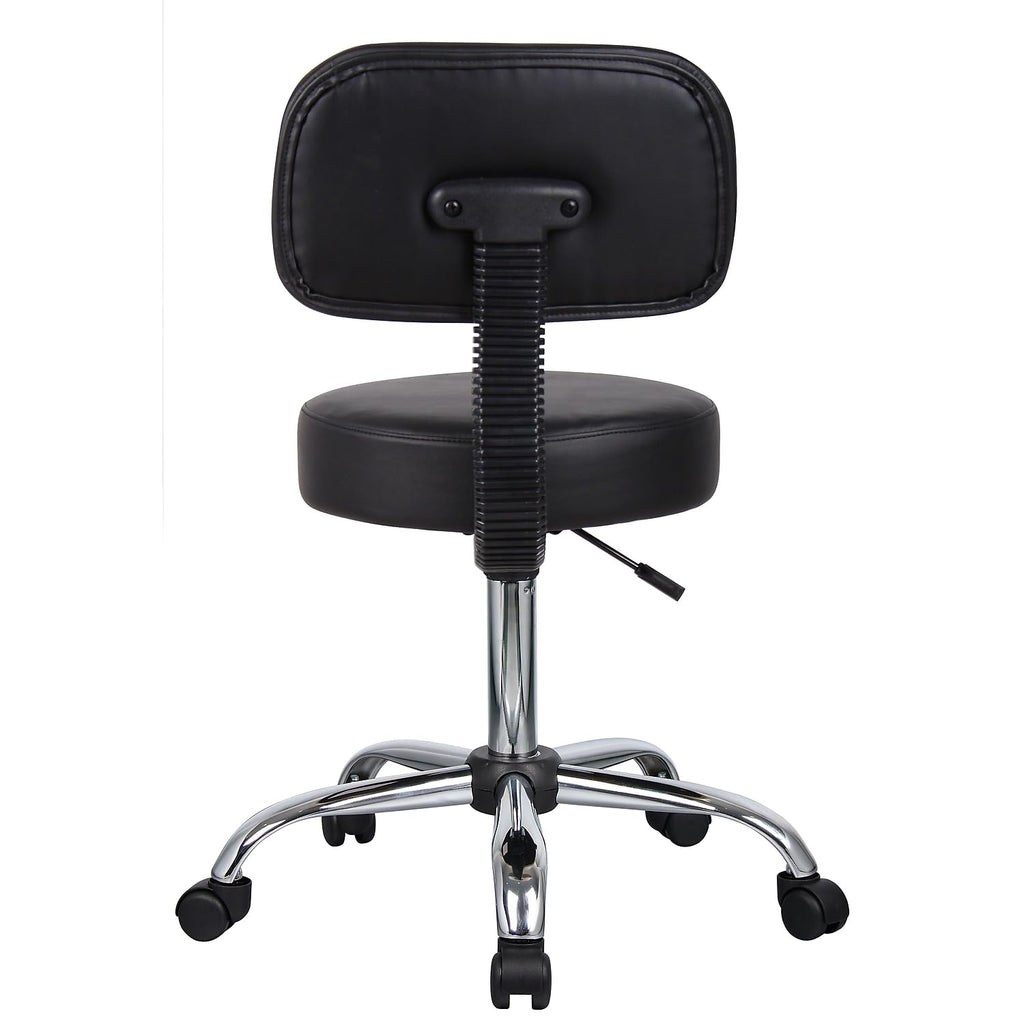 B245-BK Be Well Medical Spa Stool with Back, Black