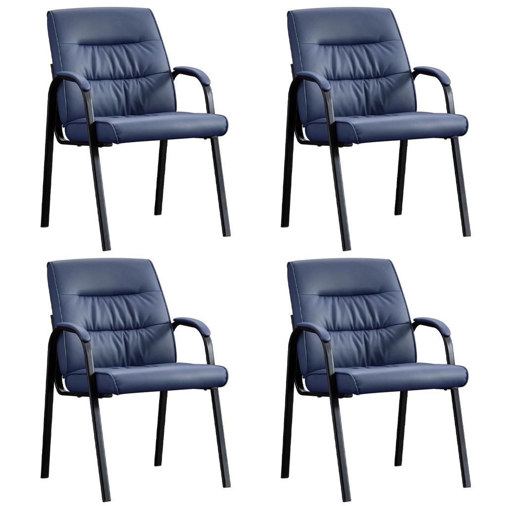 Office Guest Reception Chair Set of 4, Conference Room Chairs Waiting Room Chairs 4 Pack, Modern Leather Office Desk Chair No Wheels.