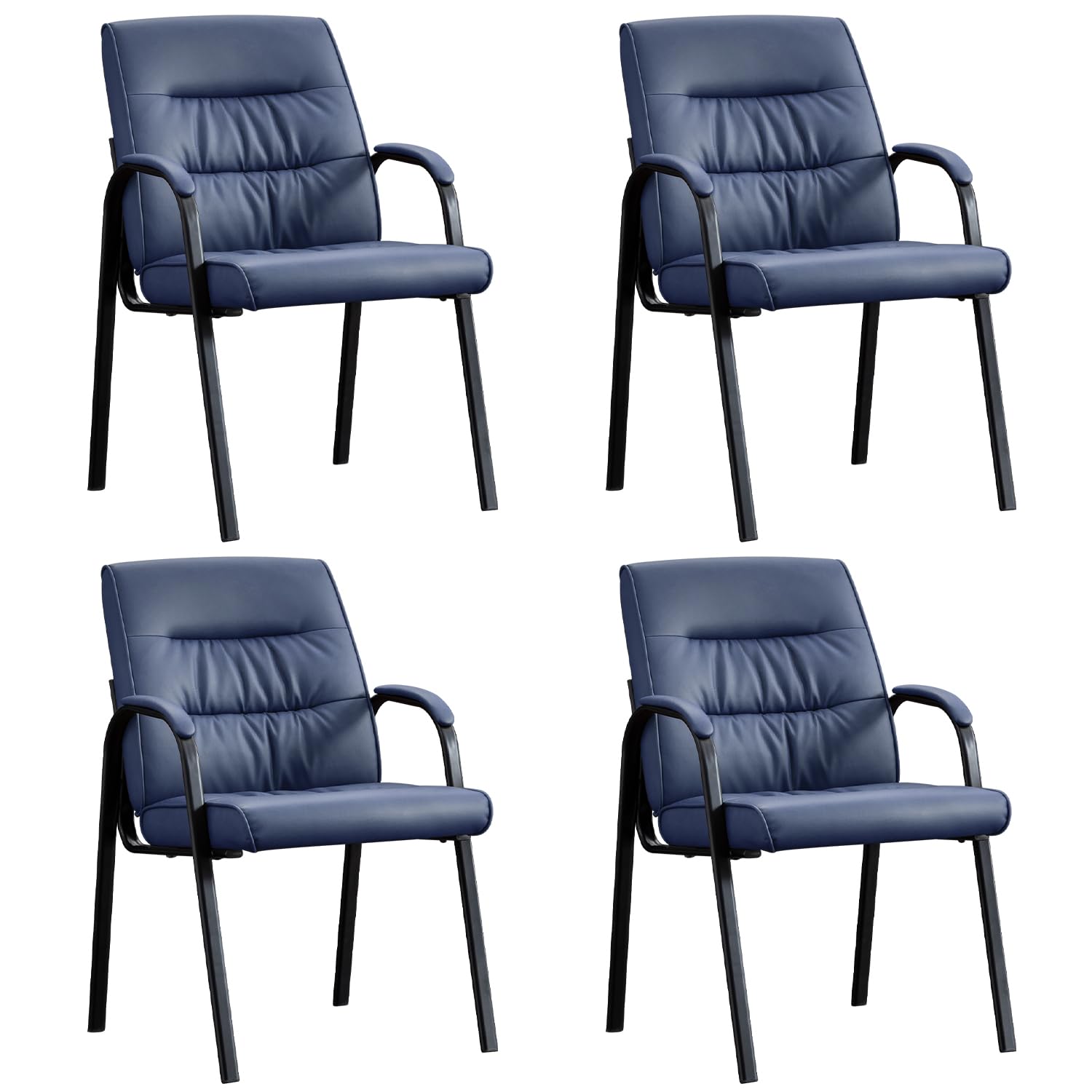 Office Guest Reception Chair Set of 4, Conference Room Chairs Waiting Room Chairs 4 Pack, Modern Leather Office Desk Chair No Wheels.
