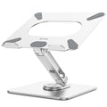 Laptop Stand with 360 Rotating Base, Ergonomic Adjustable Notebook Riser, Foldable Computer Holder Compatible with 10-15.6" Laptops (Silver)