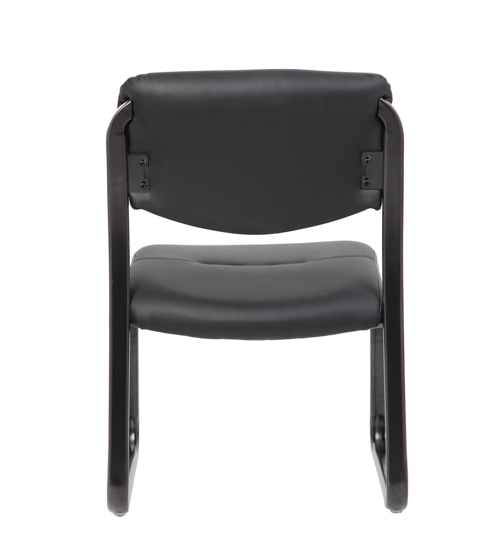Leather Sled Base Side Chair in Black, 250