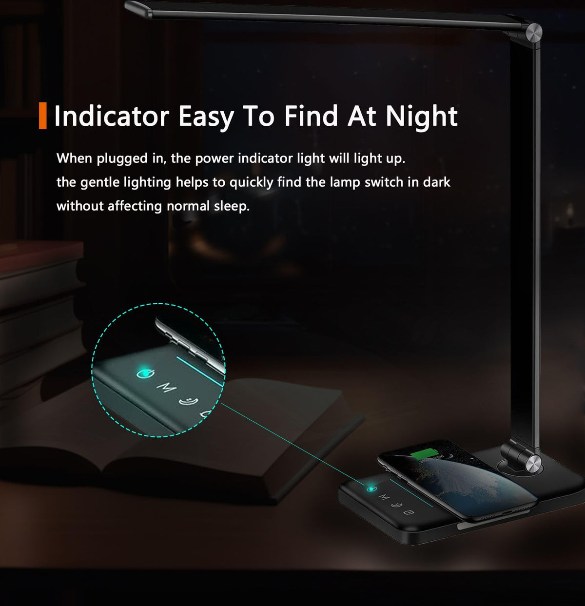 8-in-1 LED Desk Lamp with 10W Fast Wireless Charger,USB Charging Port,Desk Lamps for Home Office,5 Color Mode 7 Brightness Desk Light Night Light,40Min Timer, Reading Table Lamp for Bedroom