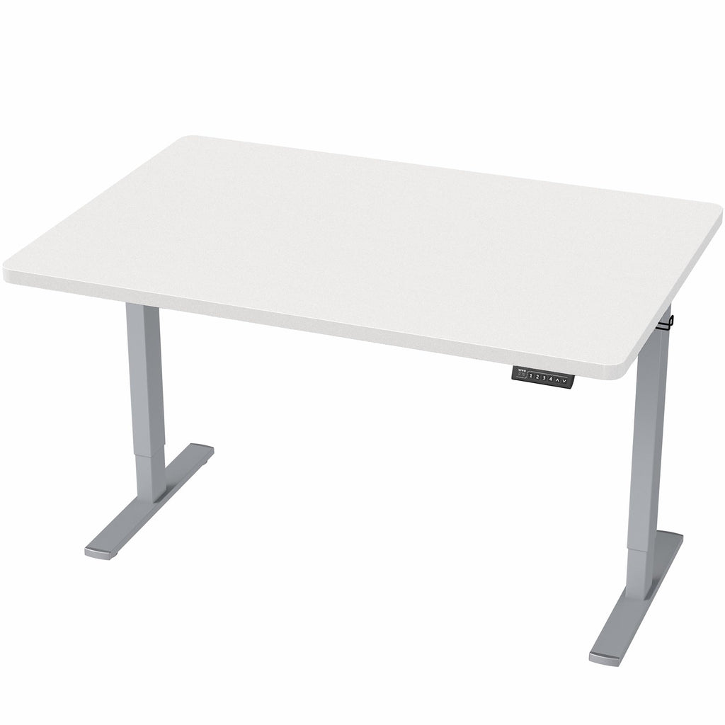 Electric 48 x 30 in Standing Desk, Memory Height Adjustment, 1B Series, Holds 220 lbs, One-Piece White Top, Gray Frame