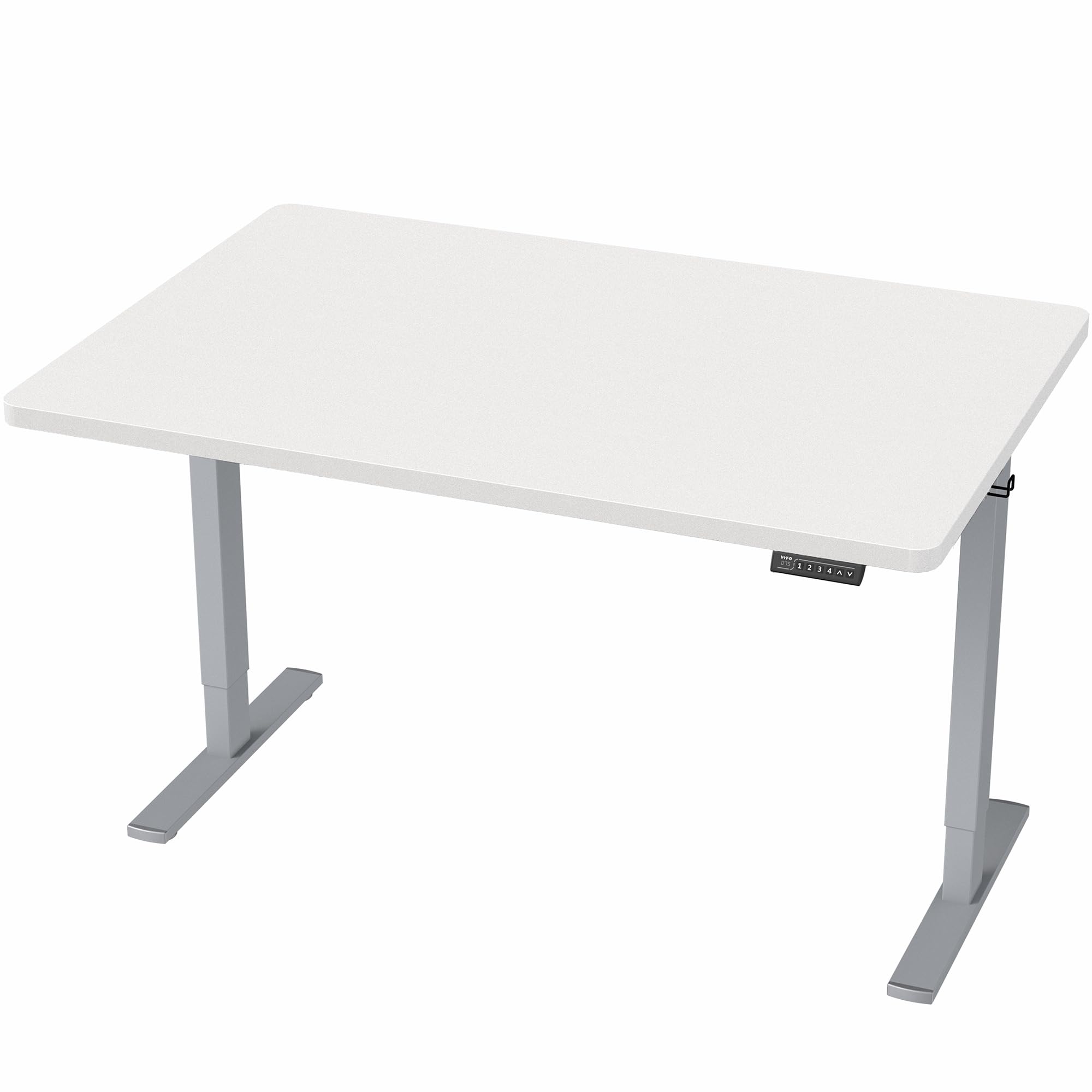 Electric 48 x 30 in Standing Desk, Memory Height Adjustment, 1B Series, Holds 220 lbs, One-Piece White Top, Gray Frame