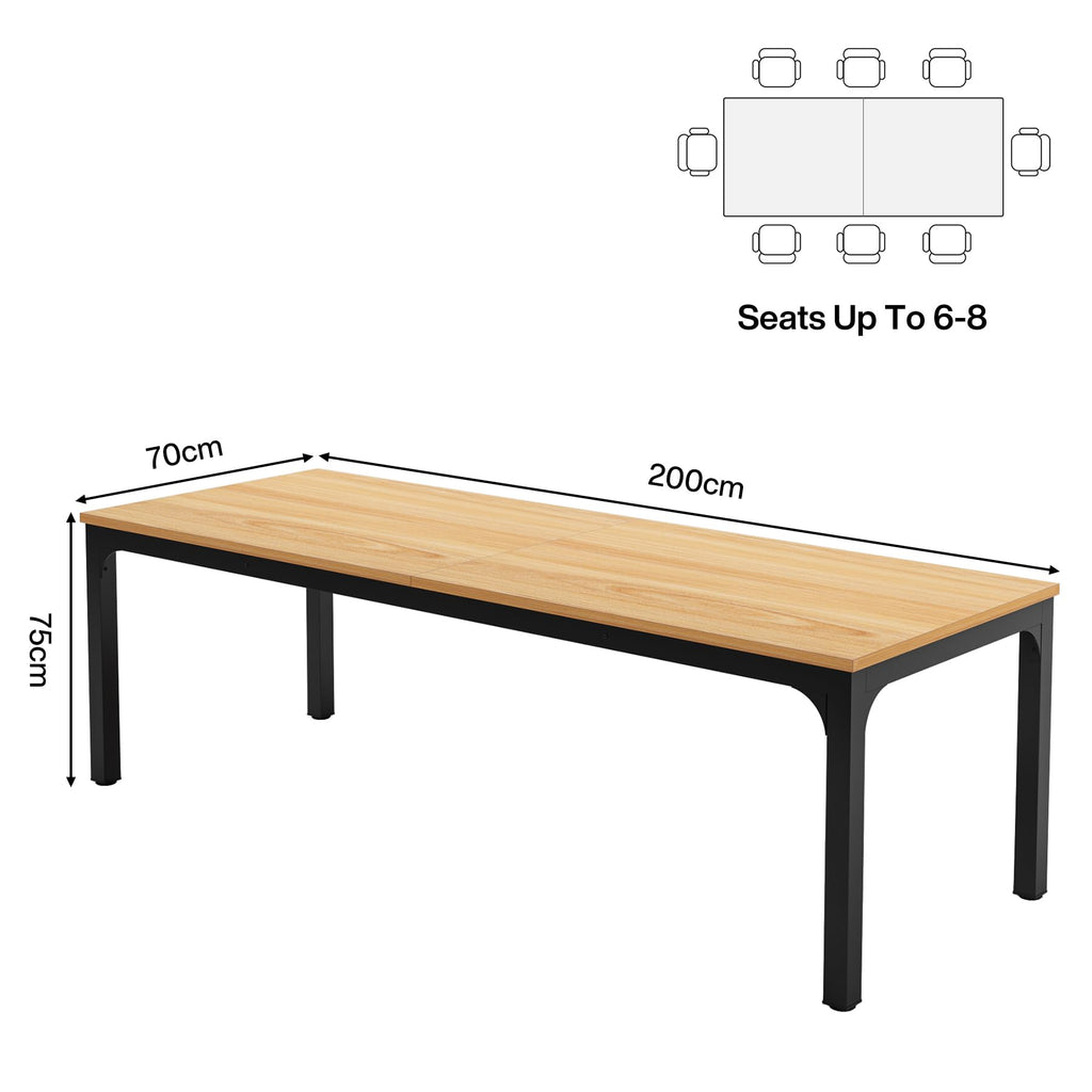 6.5 FT Conference Room Table, 78.74" W x 27.56" D Large Office Conference Table, Modern Seminar Meeting Table Desk for Boardroom, Meeting Room (1, Natural)