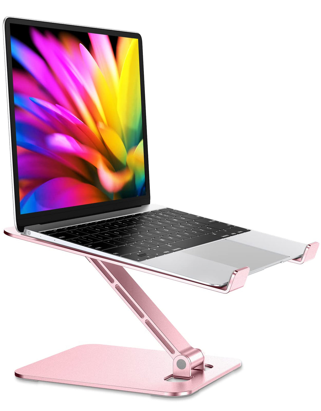 Foldable Aluminum Alloy Laptop Stand for Desk, Height Adjustable Ergonomic Computer Stand, Portable Laptop Riser Holder Printer Stand Compatible with MacBook Pro Air/HP/Dell 10-16", Pink