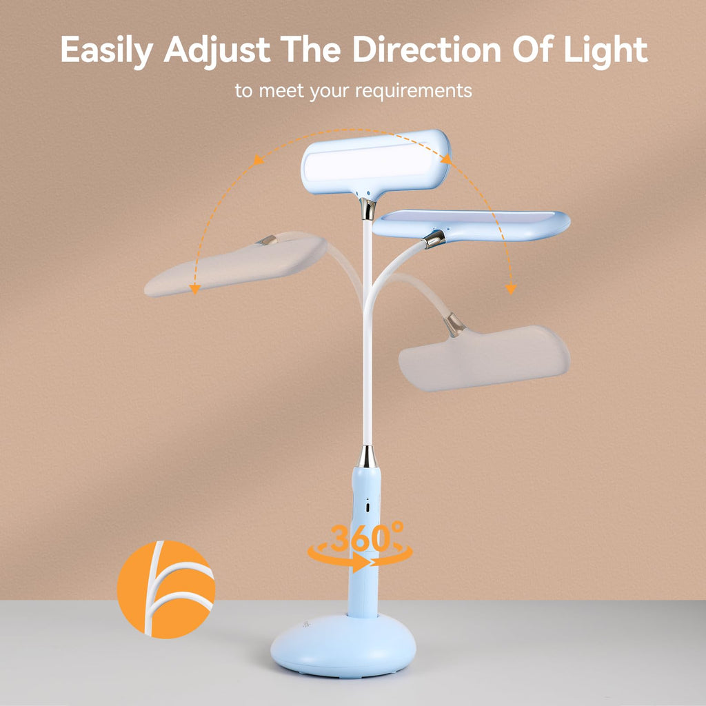Wireless LED Desk Lamp 6778B - Touch Control, 2700-7000K Adjustable Color Temperature, 700 Lumens, 360° Gooseneck, USB-C Charging, 2.5 Hours Wireless Use, Eye-Caring Light (Blue)