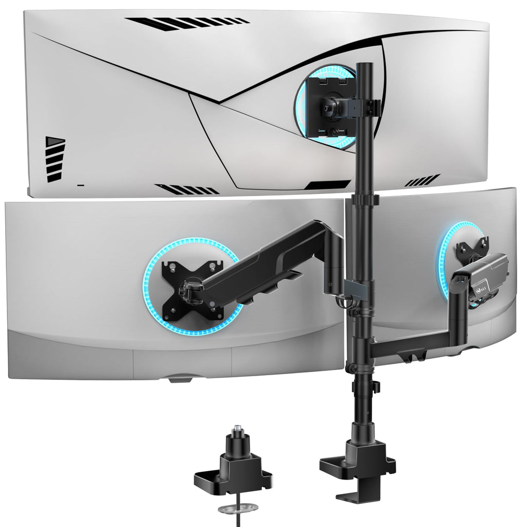 Triple Monitor Mount - Extra Tall 3 Monitor Desk Mount for 13-49 Inch Ultrawide Screens, Up to 44 lbs, Fully Adjustable Heavy Duty Monitor Arm, VESA 75/100 mm (GSDM003-P), Black