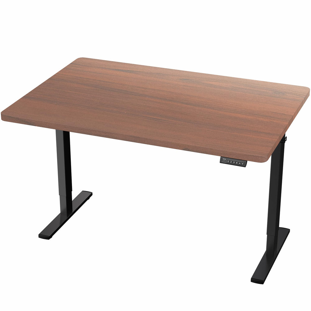 Electric 48 x 30 in Standing Desk, Memory Height Adjustment, 1B Series, Holds 220 lbs, One-Piece Dark Walnut Top, Black Frame