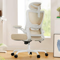 Ergonomic Office Chair: Office Computer Desk Chair with High Back Mesh and Adjustable Lumbar Support Rolling Work Swivel Task Chairs with Wheel 3D Armrests and Headrest (White)