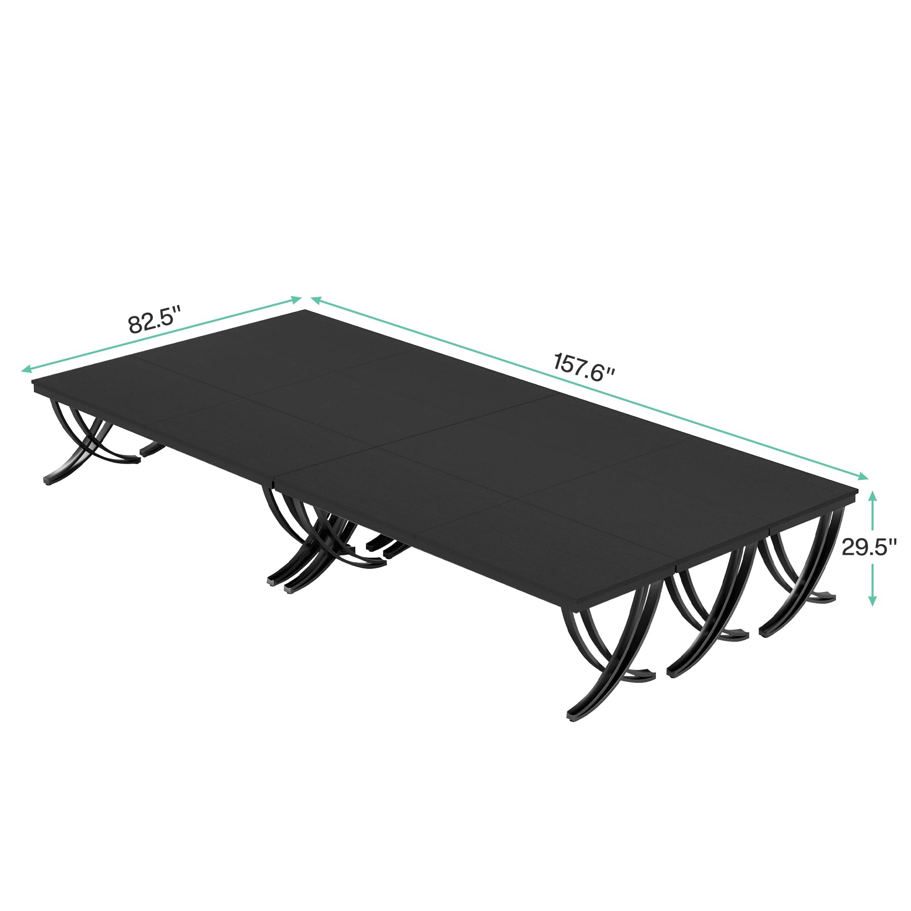 6.5FT Conference Table for 6-8 People, 78 inch Long Rectangular Seminar Table with Strong Metal Frame, Business Furniture Boardroom Desk for Office Meeting Conference Room (6PCS, Black)