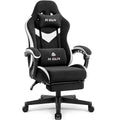 Gaming Chair with Footrest Lumbar Support for Home Office High Back Recliner Height Adjustable Ergonomic Comfy Fabric Computer Desk Chair (Black)