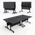 Folding Conference Table with Wheels, Flip-Top, 61in, 2 Pack, Morandi Blue