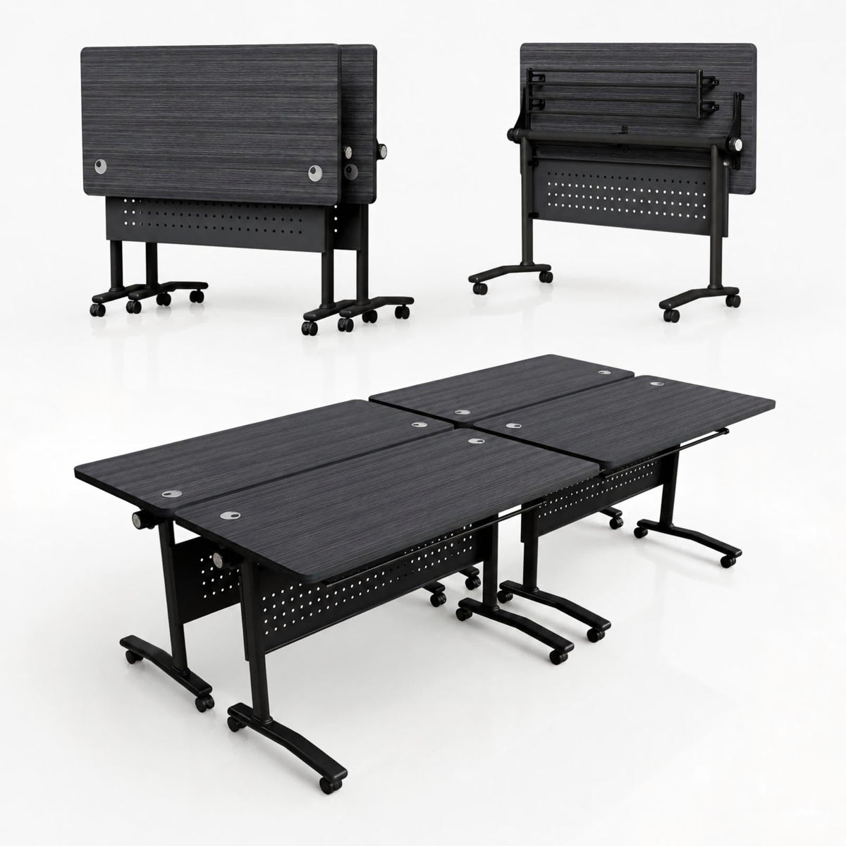 Folding Conference Table, Wheels, Flip-Top, 47.2in, 6 Pack, Morandi Blue