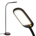 Litespan Slim LED Floor Reading Lamp - Modern Tall Lamp with Adjustable Gooseneck for Living Rooms & Offices - Dimmable Crafts Work Light - Brown