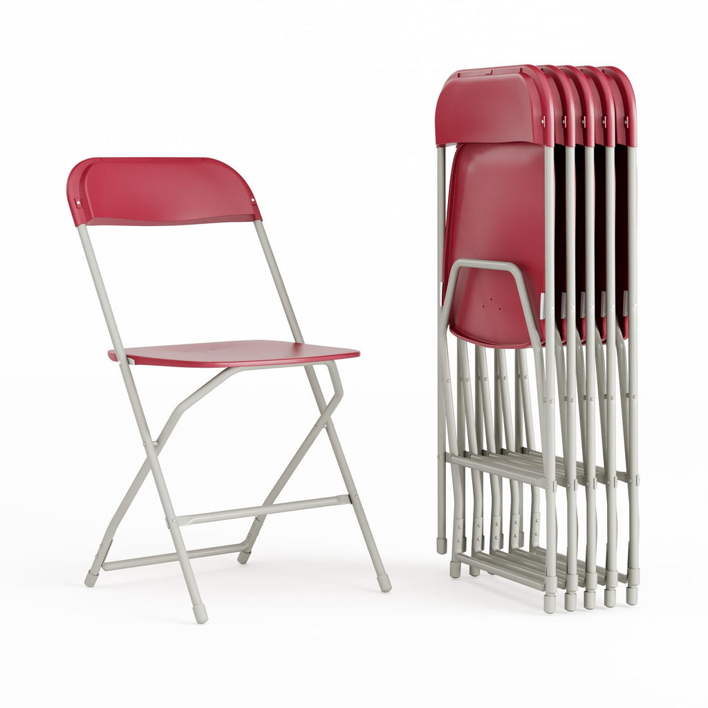 6 Pack , Hercules Series Plastic Folding Chair - Red -650LB Weight Capacity Comfortable Event Chair-Lightweight Folding Chair