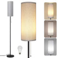 Floor Lamp for Living Room, Modern Standing Lamps with Lampshade, Minimalist Tall Lamp with Chain Switch for Living Room, LED Bulb Included (Gray Shade)