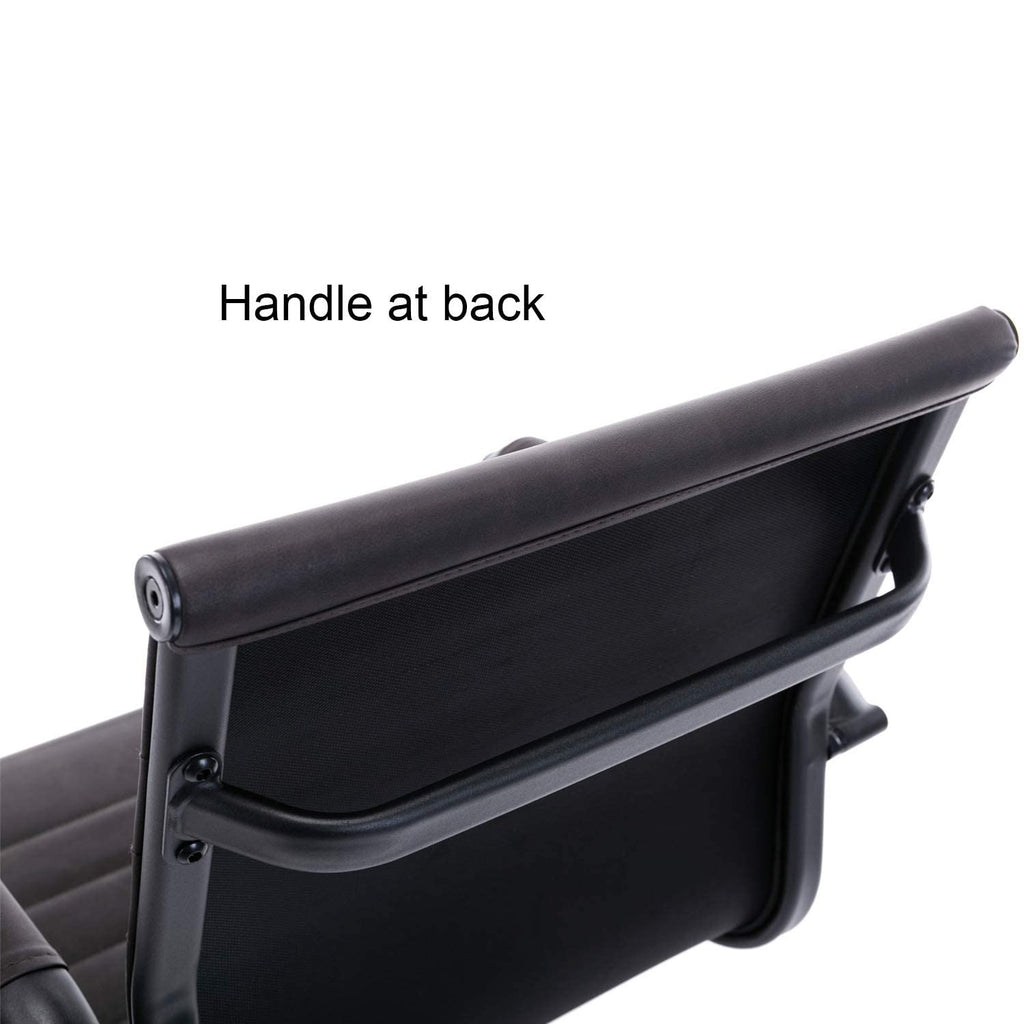 Office Desk Chair No Wheels Set of 8 PU Leather Computer Chairs Mid Back Guest Chairs for School Reception Conference Waiting Room, Vintage Charcoal