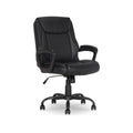 Classic Puresoft PU Padded Mid-Back Office Desk Chair with Armrest, Easy Assembly, Sturdy Metal Base, Wheels, 275lb Support, 26"D x 23.75"W x 42"H, Black