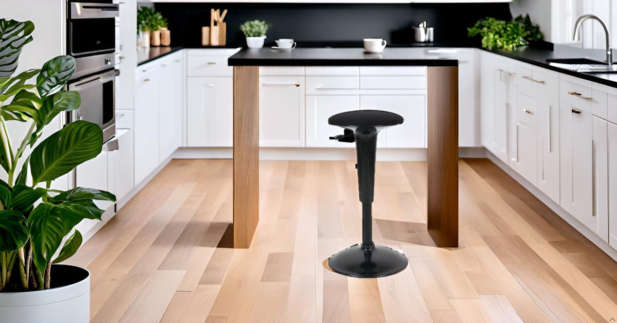 Ergonomic Standing Desk Stool - Height Adjustable Wobble Active Seating Chair for Sit Stand Desks, 22.5-29.5 Inches, Black