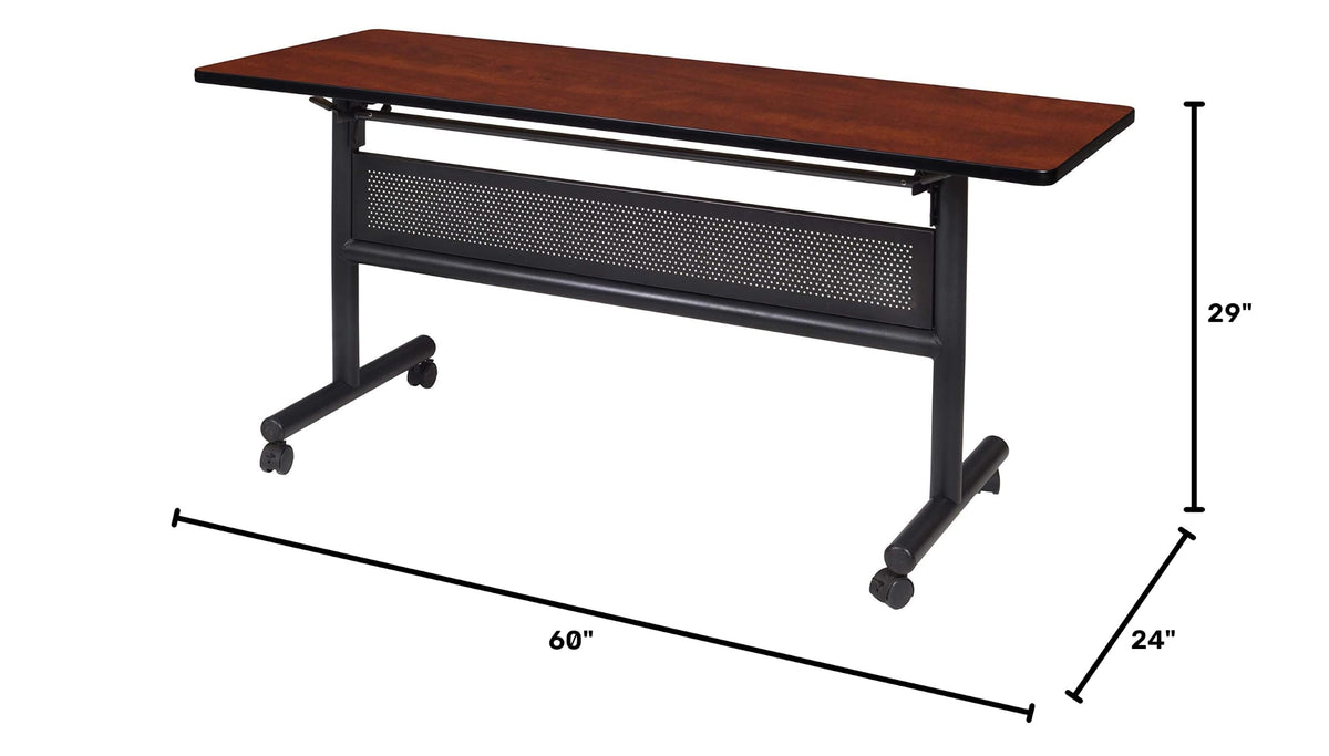 Kobe 60 x 24 in. Flip-Top Training Nesting Table with Modesty Panel- Cherry