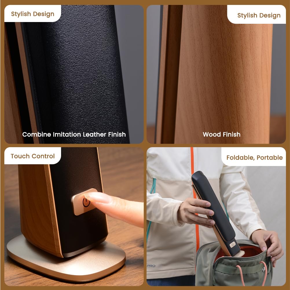 Foldable Portable Desk Lamp,Battery Operated Rechargeable Lamps Cordless,Eye-Caring LED Table Lamp with 3 Color Temperatures,Stepless Brightness,Desk Lamps for Office Home College Essentials