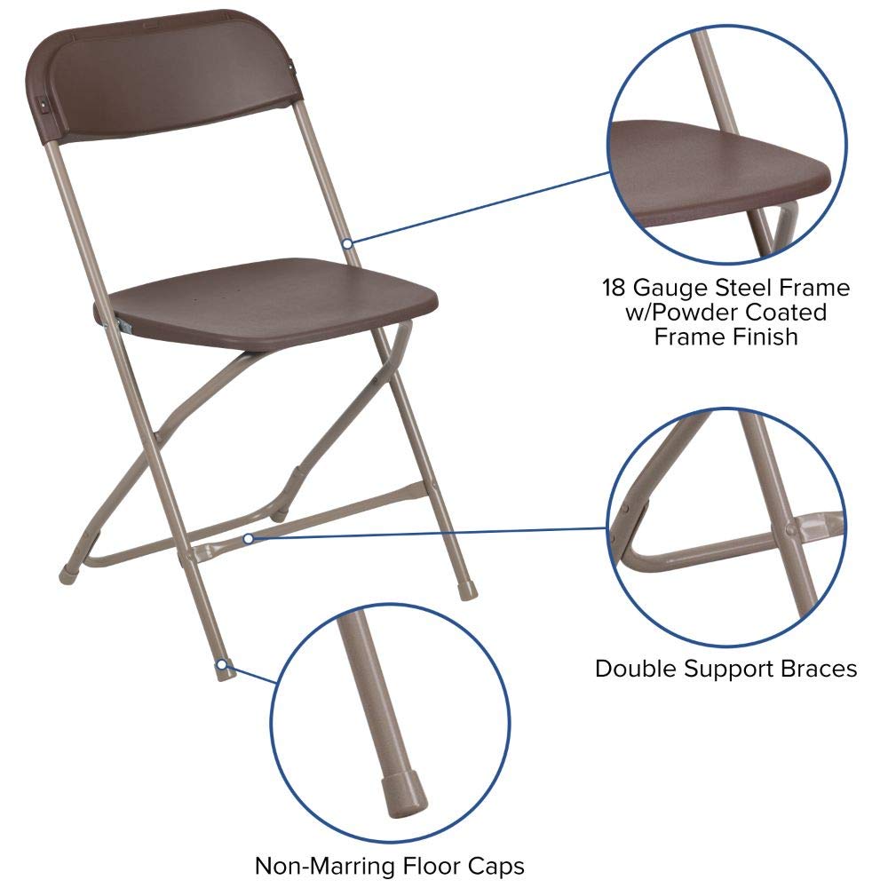 2 Pack, Hercules™ Series Plastic Folding Chair - Brown - 650LB Weight Capacity Comfortable Event Chair-Lightweight Folding Chair