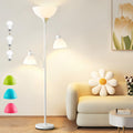 White Floor Lamp, 72" Tall Standing Floor Lamp with 5 Replace Lampshades