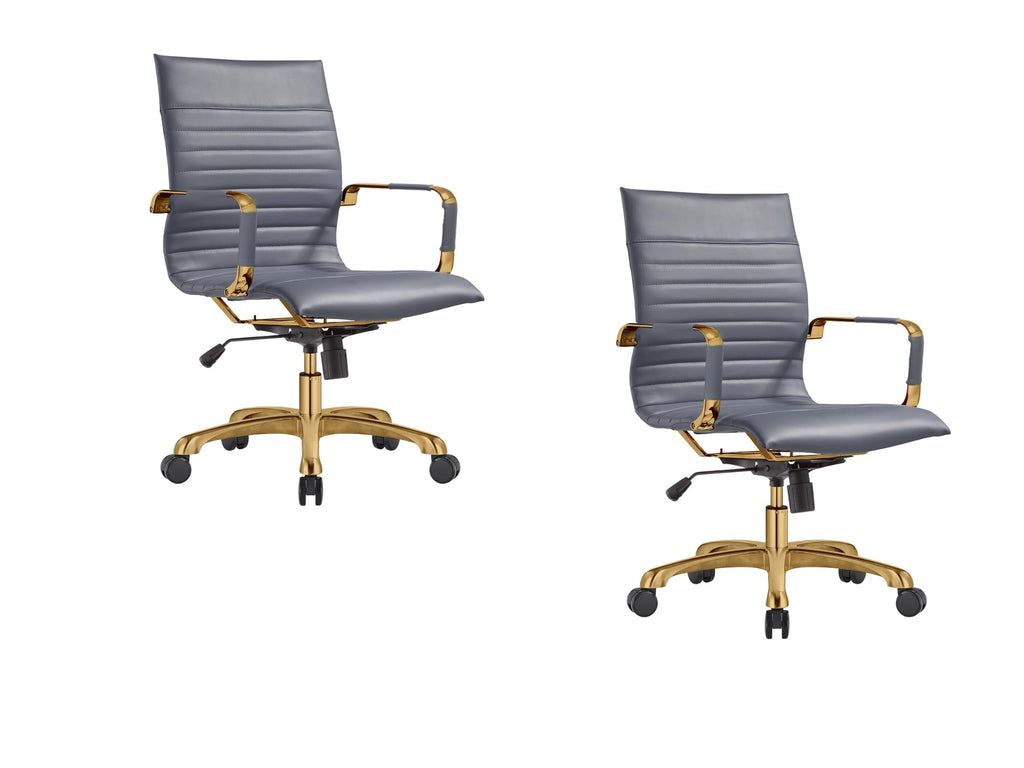 Modern Ergonomic Executive Office Chair, High-Back Leather Conference Desk Chair with Adjustable Height, Tilt Control, 360° Swivel & Gold Frame for Home Office