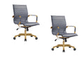 Modern Ergonomic Executive Office Chair, High-Back Leather Conference Desk Chair with Adjustable Height, Tilt Control, 360° Swivel & Gold Frame for Home Office
