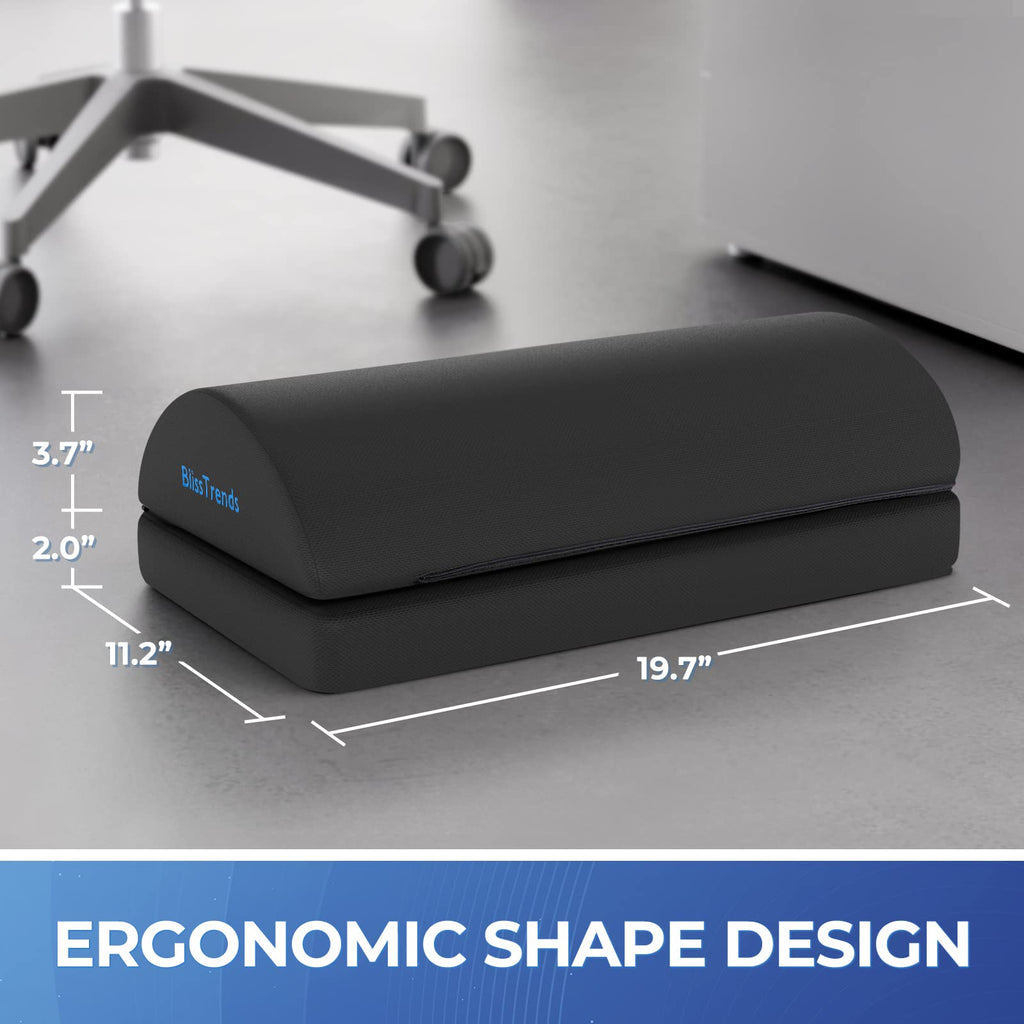 Foot Rest for Under Desk at Work-Versatile Foot Stool with Washable Cover-Comfortable Footrest with 2 Adjustable Heights for Car,Home and Office to Relieve Back,Lumbar,Knee Pain-Gray Long