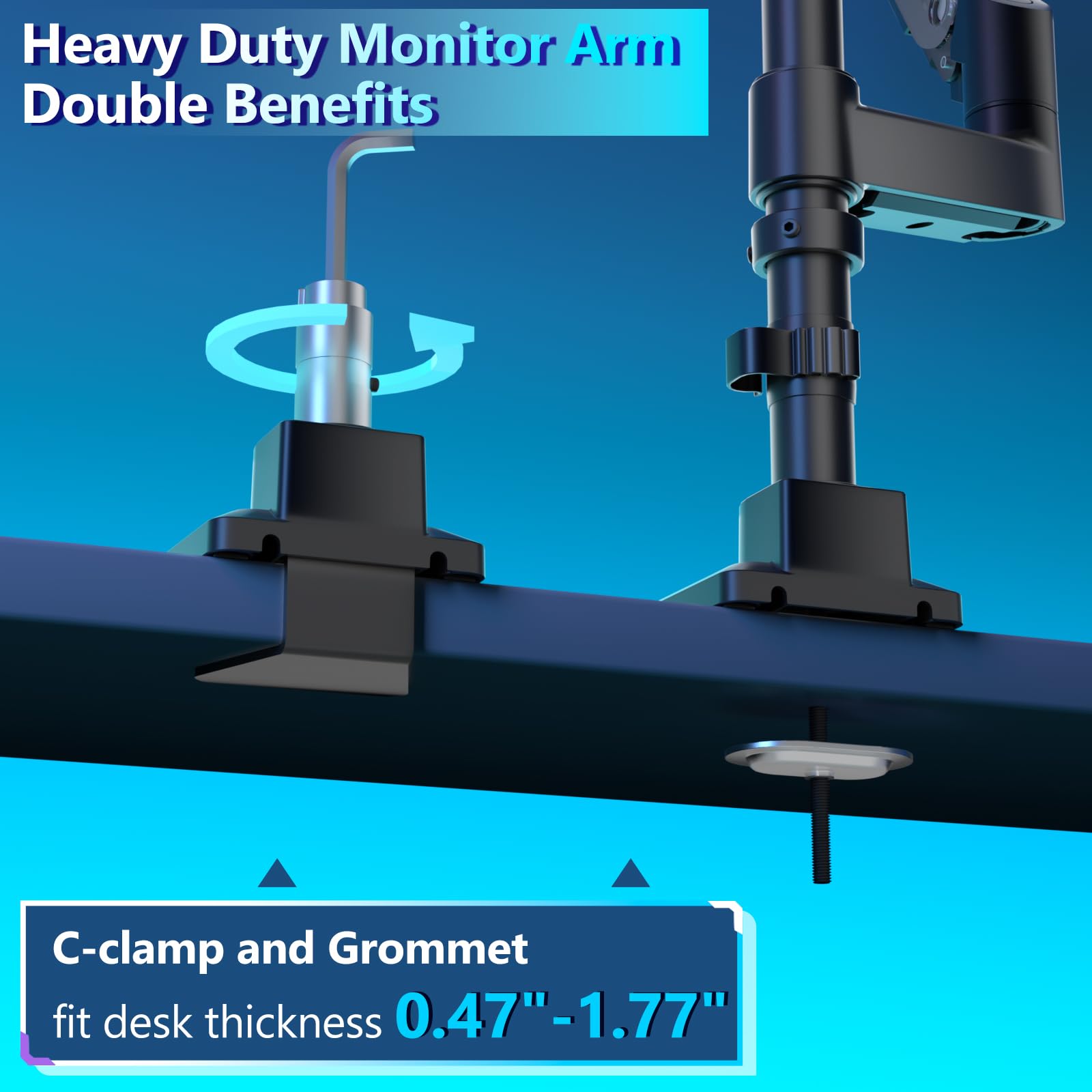 Dual Monitor Mount for Ultrawide Heavy Duty Curved Monitor Stacking, Dual Monitor Arms Fits 13-49 Inch for Ultrawide Screens up to 44lbs, 49 inch Monitor Arm, Black