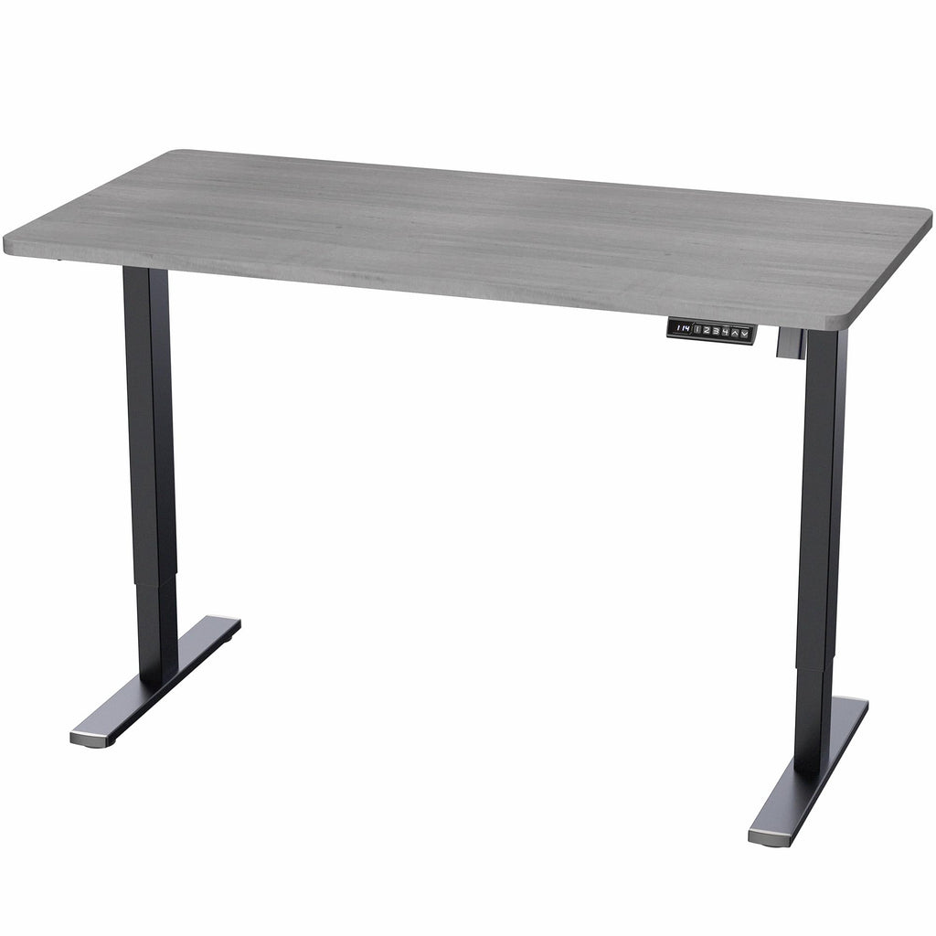 Electric 55 x 28 in Standing Desk, Memory Height Adjustment, 1B Series, Holds 220 lbs, One-Piece Dark Gray Top, Black Frame