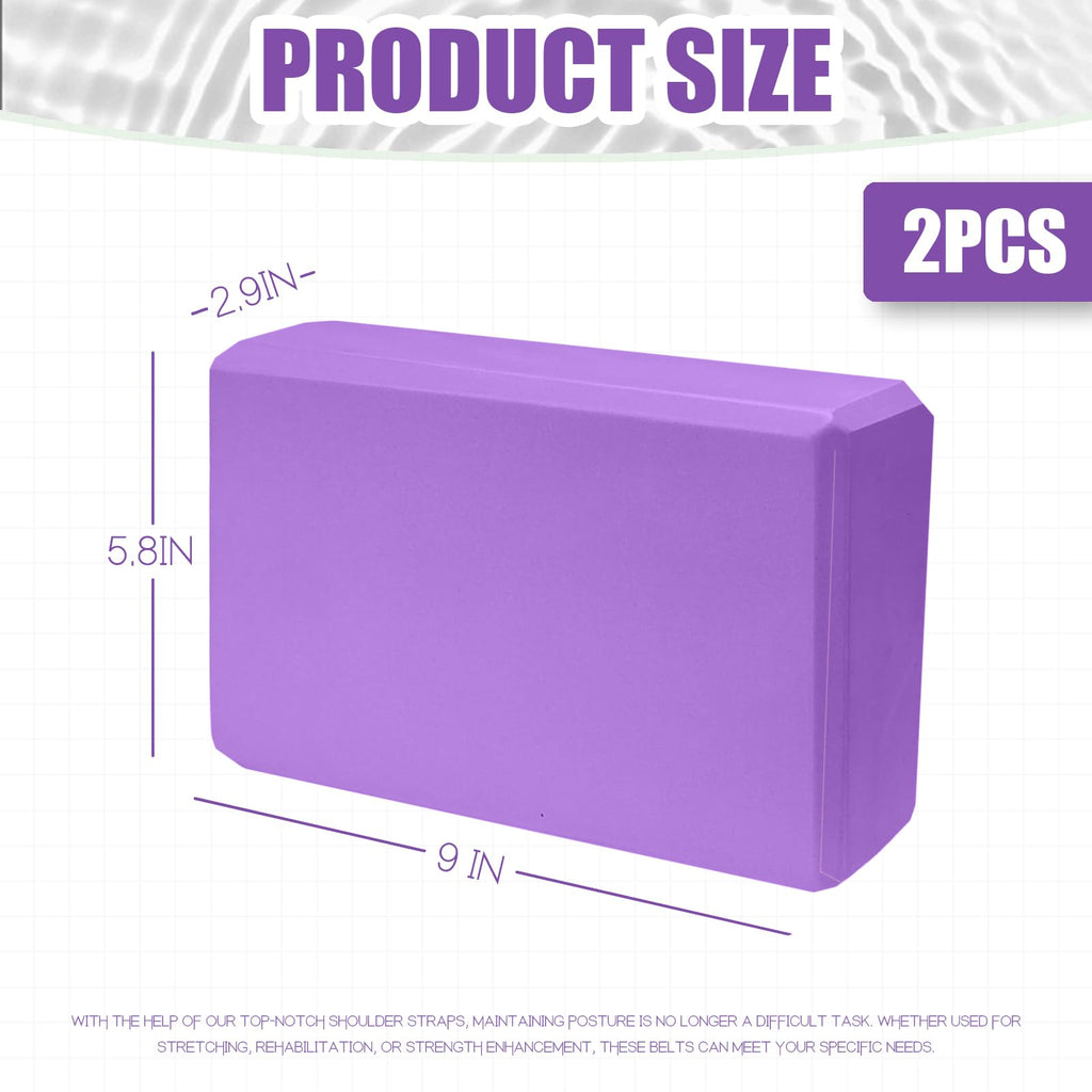 2 Pcs Yoga Blocks, 9x6x3 Inch Purple Foam Blocks for Pilates