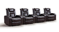 Electric Power Recliner Chair Set of 4, Breathable Leather Home Theater Seating with Hidden Arm Storage, Power Recliner Chair for Living Room with USB Ports and Cup Holders,Brown