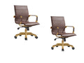 Modern Ergonomic Executive Office Chair, High-Back Leather Conference Desk Chair with Adjustable Height, Tilt Control, 360° Swivel & Gold Frame for Home Office