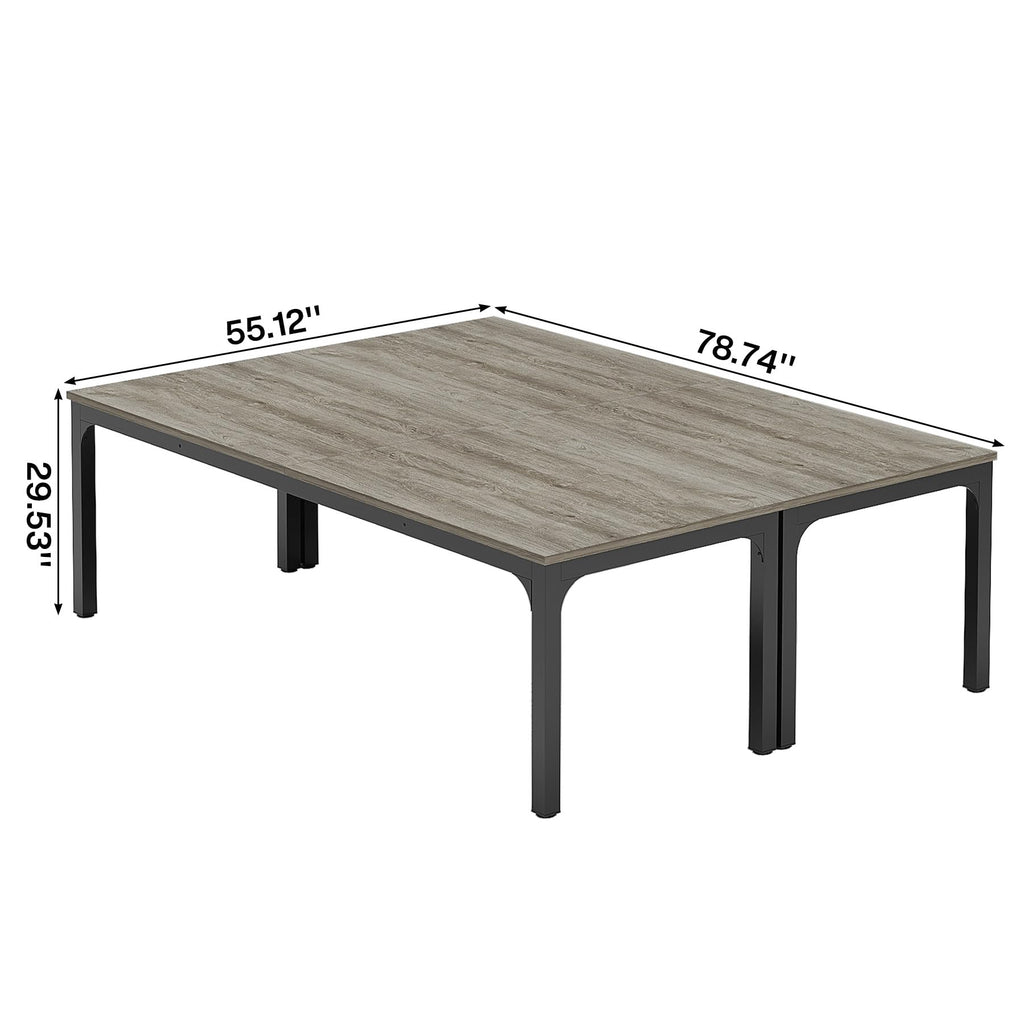 6.5 FT Conference Room Table, 78.74" W x 27.56" D Large Office Conference Table, Modern Seminar Meeting Table Desk for Boardroom, Meeting Room (2, Gray and Black)