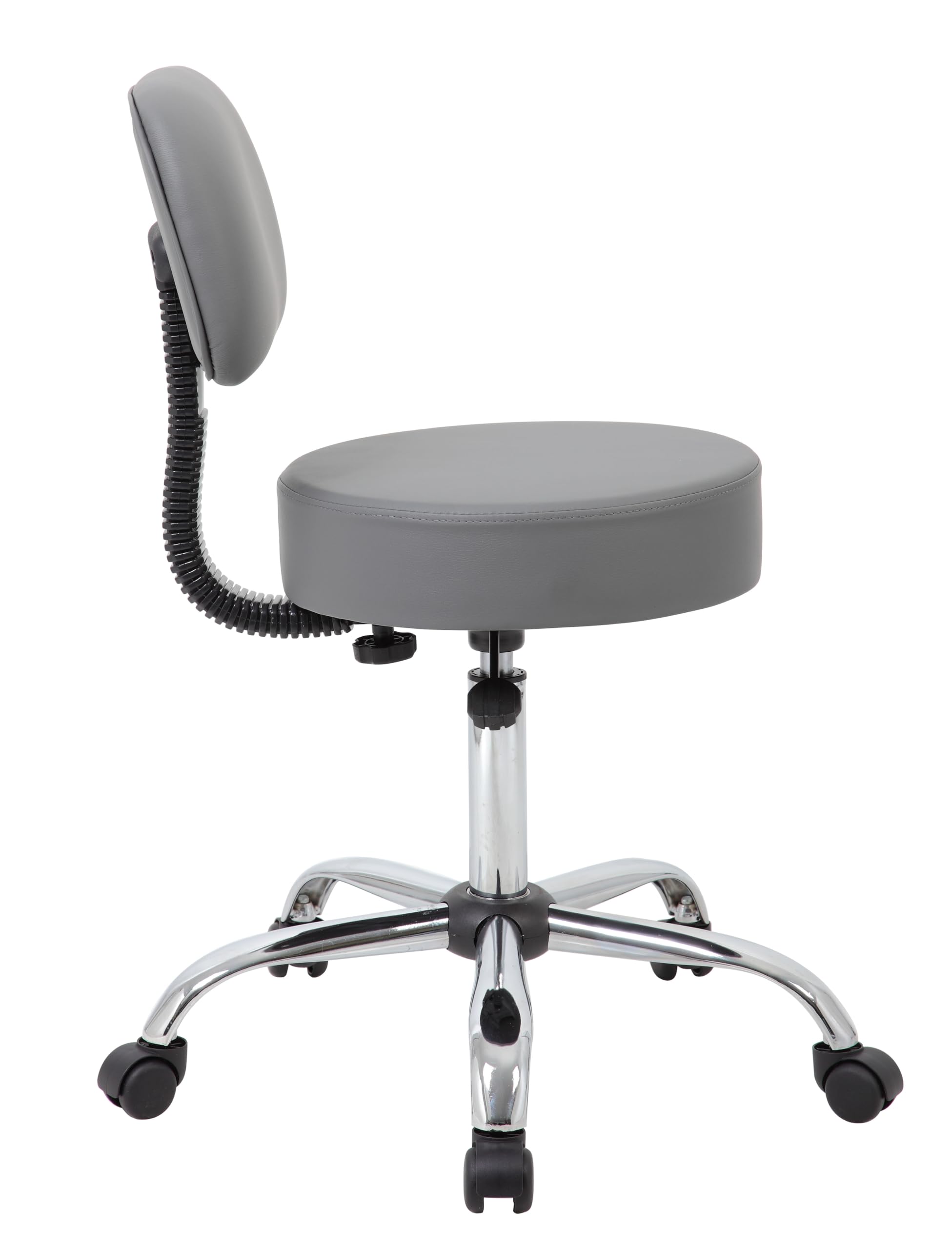 Be Well Medical Spa Professional Adjustable Drafting Stool with Back, Grey (B245-GY)