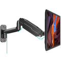 Single Monitor Wall Mount for 13 to 32 Inch Computer Screens, Height Adjustable Wall Mount Monitor Arm Holds Up to 19.8lbs, Full Motion Wall Bracket, VESA Mount 75x75, 100x100, Black
