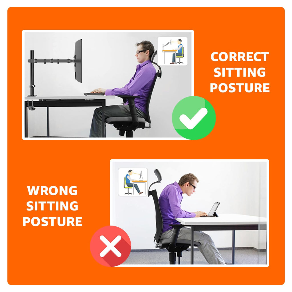 Single Computer Monitor Stand with Cable Management, Height Adjustable VESA Desk Arm Mount, Fully Adjustable Tilt and Rotation, Steel, Black, Fits 13-30" Screens