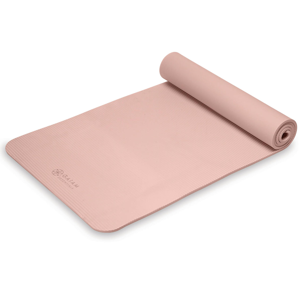 Essentials Thick Yoga Mat with Easy-Cinch Strap (French Rose, 10mm)