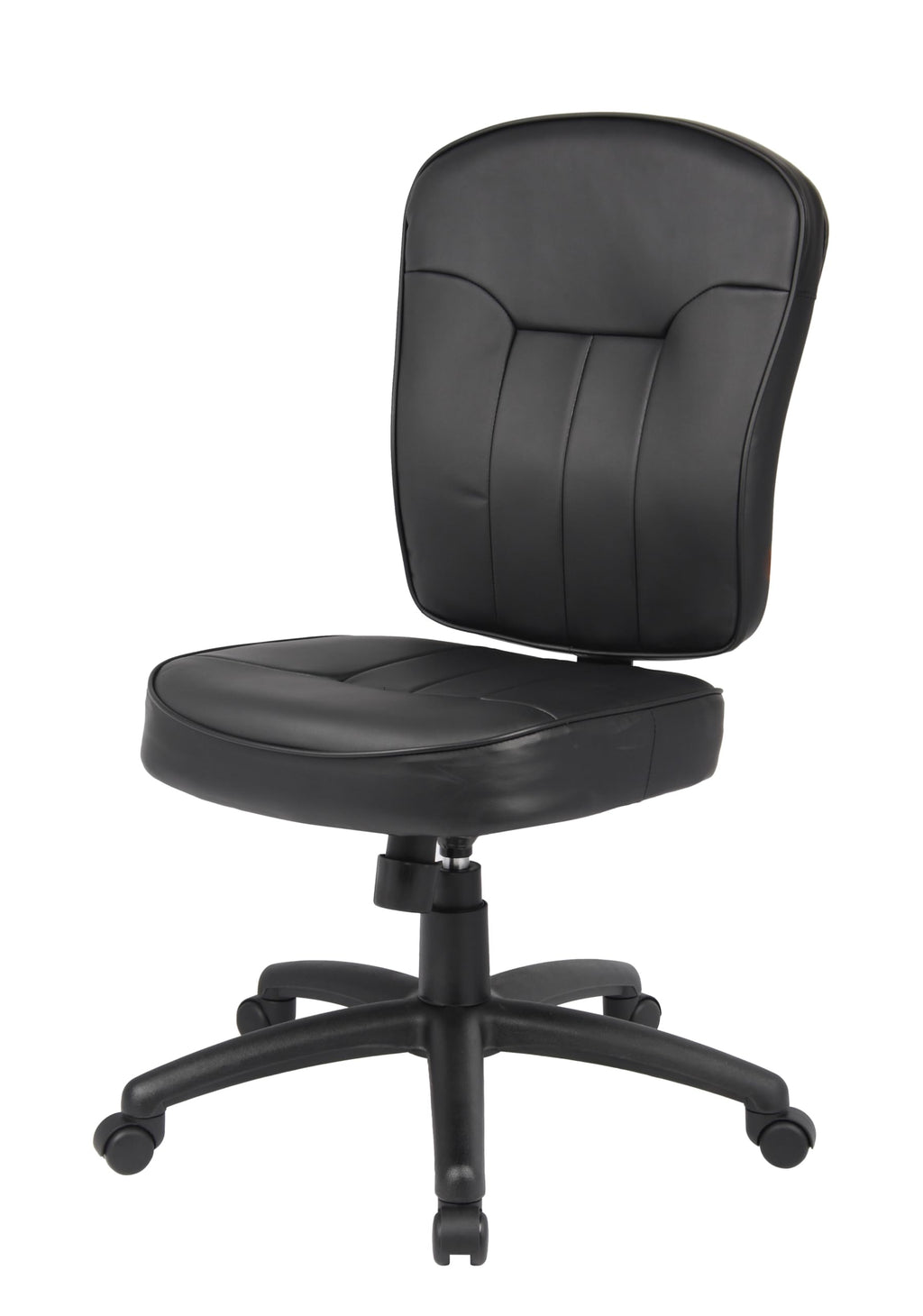 Leather Adjustable Task Chair Without Arms, Black