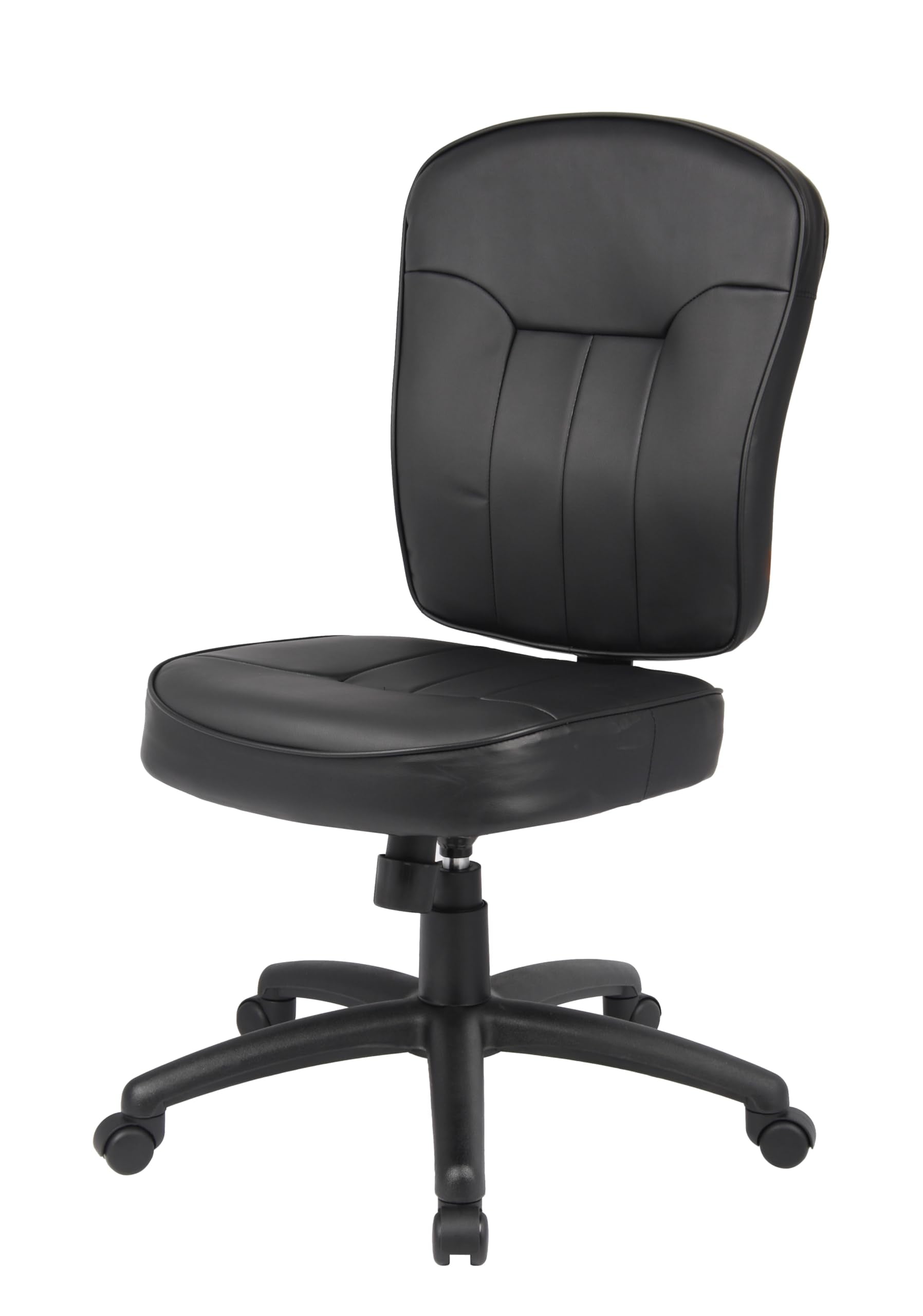 Leather Adjustable Task Chair Without Arms, Black