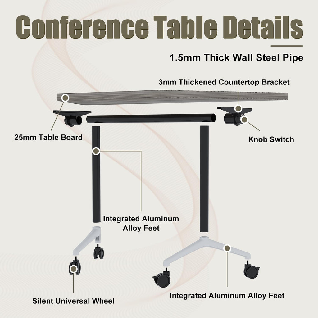 Folding Conference Table, 8 Pack Modern Flip Top Mobile Training Tables