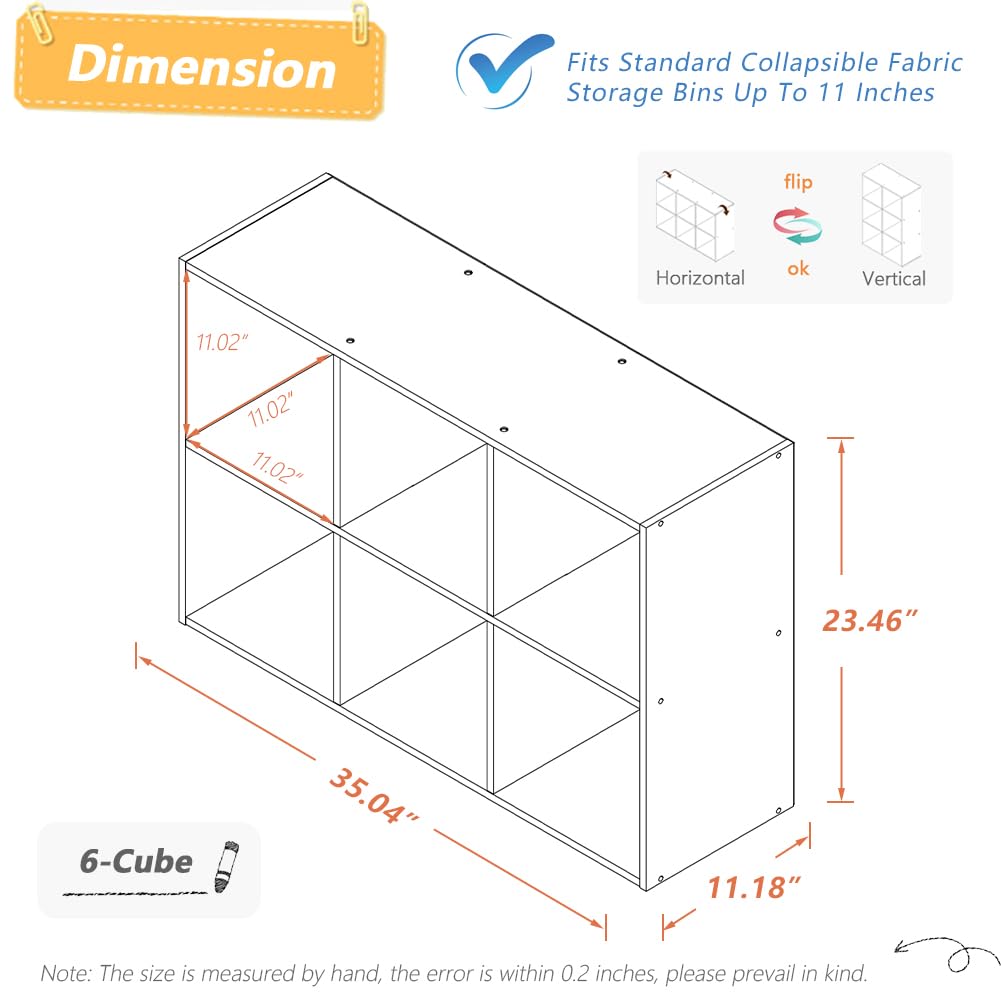 6 Cube Organizer Bookcase White Open Shelf